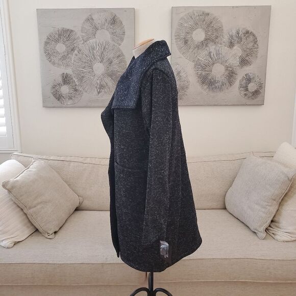 NEW! Steve Madden Shawl Collar Knit Long Coat - size Large in Black - Picture 9 of 15